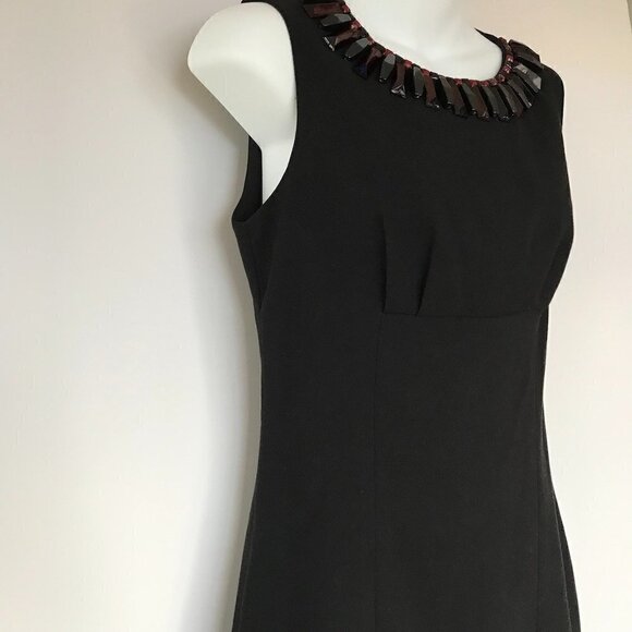 KATE SPADE Diana Ruby Red/Blk Beaded Sleeveless Sheath Black Dress, EUC 6 S - Picture 6 of 15